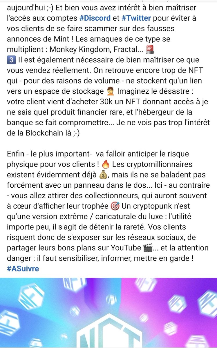 #NFT Je sens que pas mal de RSSI vont se retrouver embarqués sur des projets NFT en 2022... et vont se sentir un peu dépassés quand leur entreprise va vendre des #cryptopunks à 700k€ ;-) Si intéressés, j'ai gratté un petit edito sur le sujet ce matin linkedin.com/posts/matthieu…