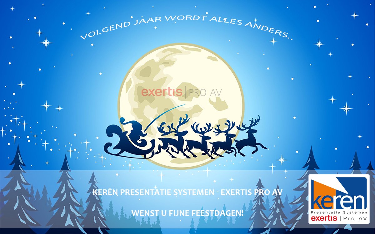 ExertisProAV_NL's tweet photo. Kerèn Presentatie Systemen - Exertis Pro AV wenst u fijne feestdagen! Het is ons een genoegen geweest om elkaar te kunnen en mogen helpen tijdens het bereiken van de doelen van afgelopen jaar. We kijken er naar uit om dit komend jaar wéér samen met u te mogen doen. https://t.co/QZ5IVi2VOg