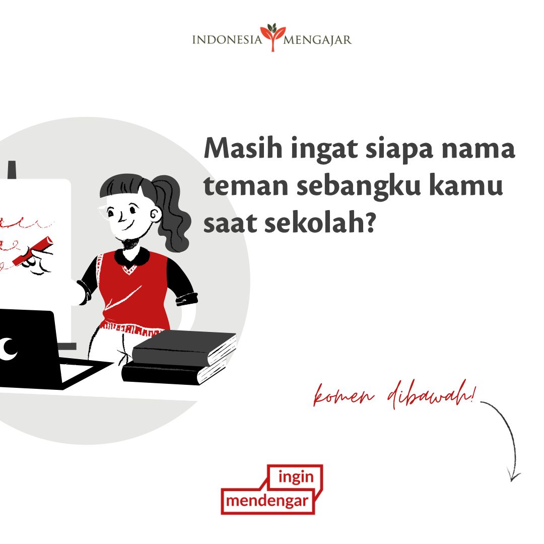 Ind_Mengajar's tweet image. "hari ini ada pr?"
"kamu hari ini bekel apa?"
"pulang sekolah main yuk!"

Hayo siapa yang kangen ngobrol sama temen sebangkunyaa? Tapi masih inget kan namanya?

Mimin mau ngecek deh, coba komen di bawah nama temen sebangku kamu!

#IndonesiaMengajar
#InginMendengar
#TemanSebangku