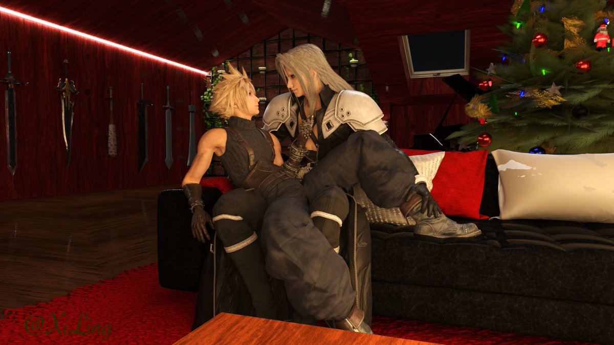 XiLing34602694's tweet photo. There are not Masamune and buster sword for Christmas, just candy cane and kiss.(´∇｀)

#Sephiroth #CloudStrife #sefikura #FinalFantasy7Remake https://t.co/SEWH3LO9K9