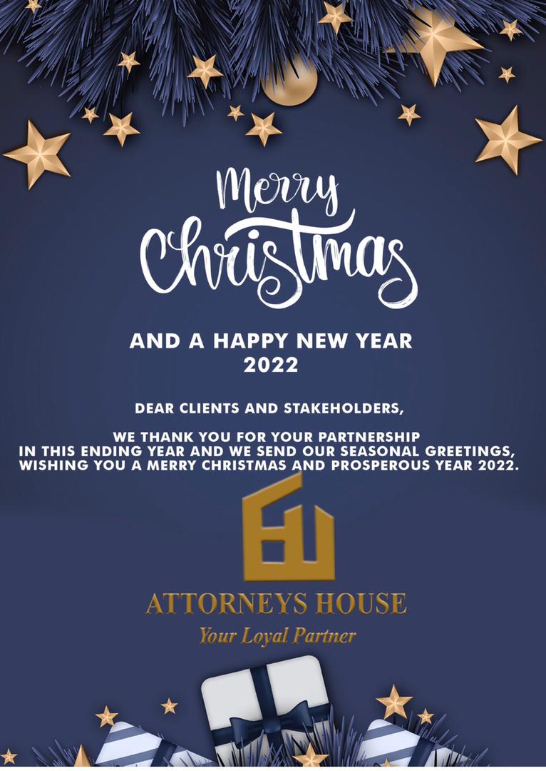 AttorneysHouse's tweet photo. Dear Clients and Stakeholders, 
Attorneys House values your partnership and we are so proud to have had an opportunity to serve you in this ending year. Please receive our seasonal greetings. @mutabazice @Turatsinze_Emma @CounselBaptiste  @KiacRwanda @Rwanda_Bar https://t.co/o8voz7Qasj