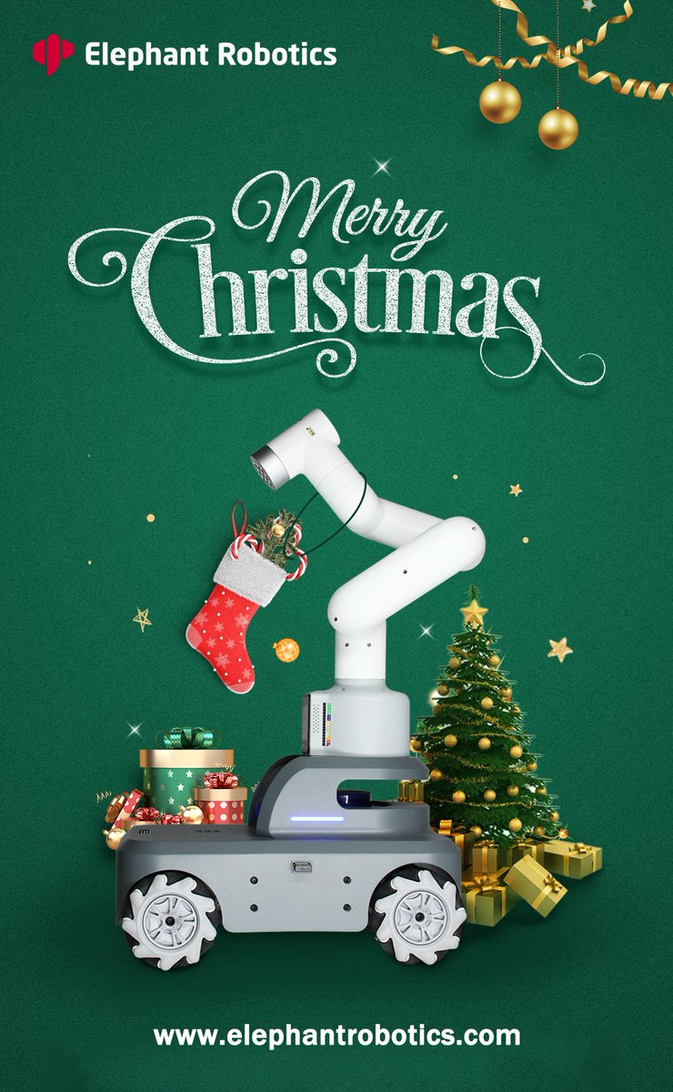 CobotMy's tweet photo. Merry Christmas! 🎄😃#merry_christmas #elephant_robotics #myCobot https://t.co/D7rekXRytc