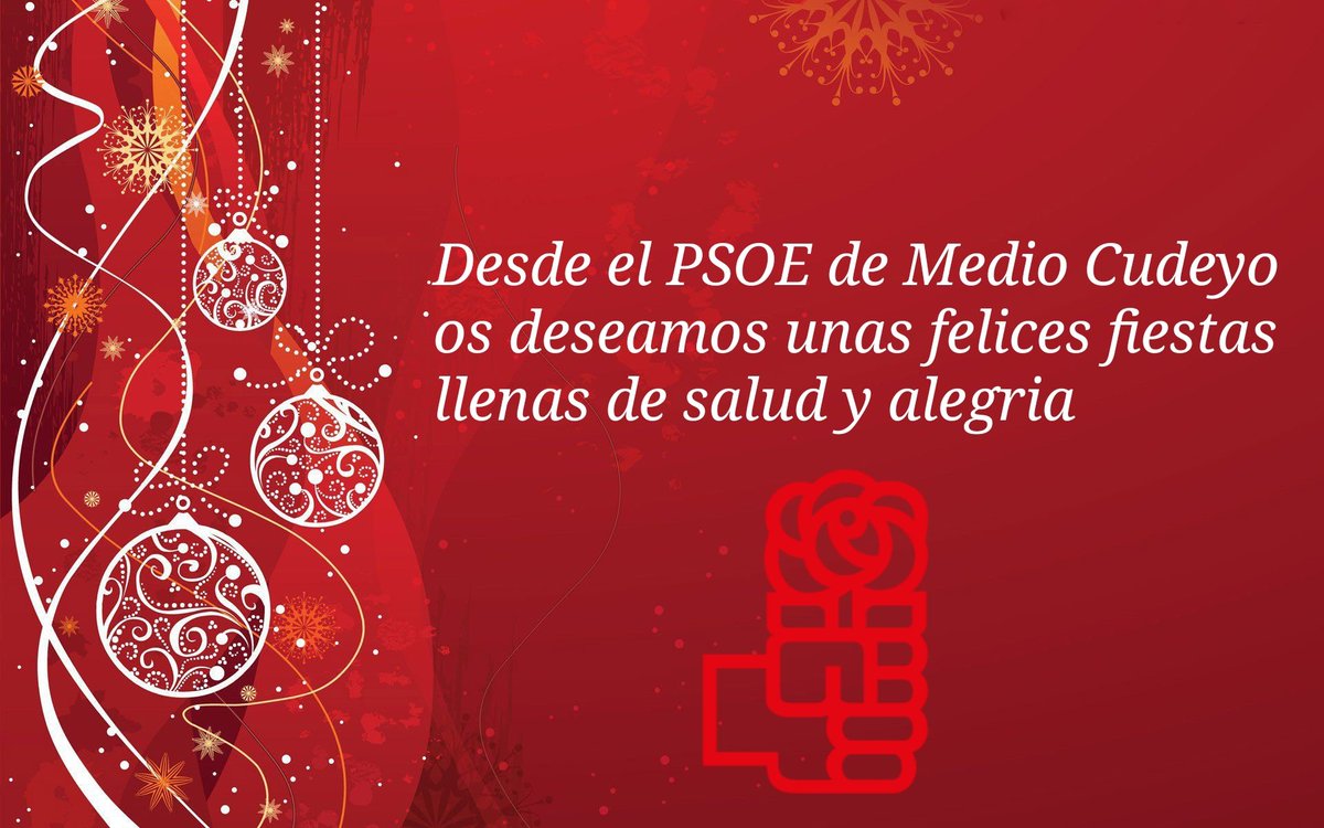 PsoeMCudeyo's tweet photo. 🎄🍾Desde el PSOE de #MedioCudeyo os deseamos unas felices fiestas y un próspero años nuevo,  lleno de salud y alegría 🍾🎄 https://t.co/yq36Kzmbmc
