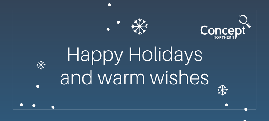 ConceptNorthern's tweet photo. We would like to wish everyone a Happy Holiday Season!

Today is our last day in the office, we will then reopen on Wednesday 5th January.

Everyone here at Concept Northern hopes you enjoy your well-earned holidays and wish you all the best for the coming year. https://t.co/iwVmPwMe3r