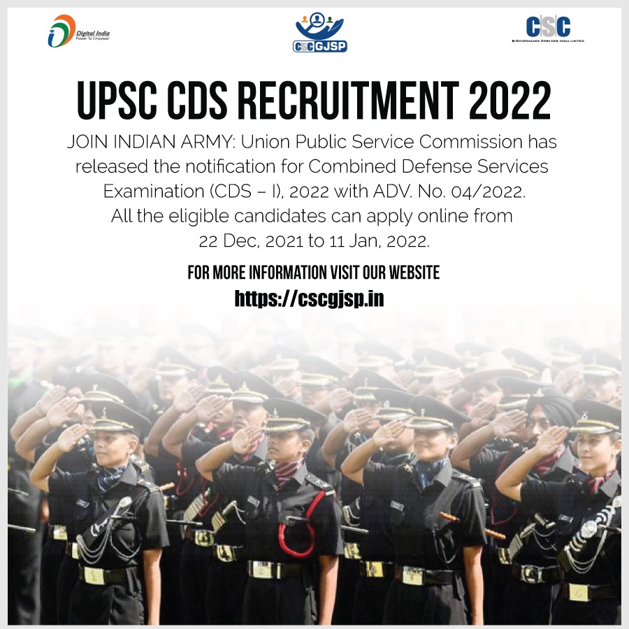 job_csc's tweet image. Serve The Nation: Apply for CDS Examination I ,2022  online recruitment form with 341 vacancies available. To check out online form and other details visit our website: cscgjsp.in/job/details/337.
@dintya15 
@SarthikSachdeva 
@adgpi 
@CSCegov_