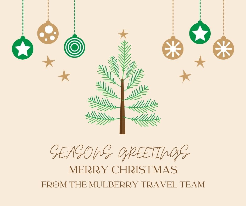 MulberryTravel's tweet photo. Wishing all of our clients, travel partners &amp; friends a very Merry Christmas 🎄

For anybody still looking for that last minute gift, we’re here today to assist with any new travel enquiries/bookings and will re open on 29th December.

https://t.co/yScESXz2R3 https://t.co/Roo1SNfXMb