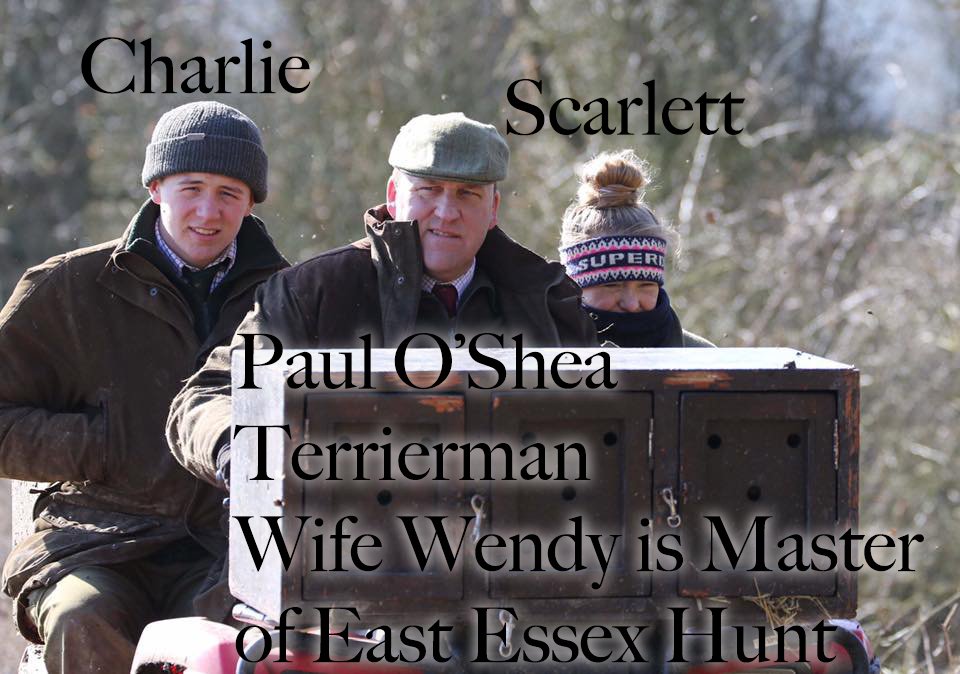 HlReports's tweet photo. News section of the "Hunting Leaks" website, now has information on the O'Shea family. 
Paul O'Shea the terrierman for East Essex fox hunt is married to Wendy O'Shea the Master of that hunt.
Their son Charlie is the other terrierman. https://t.co/0sCaC8jr8U