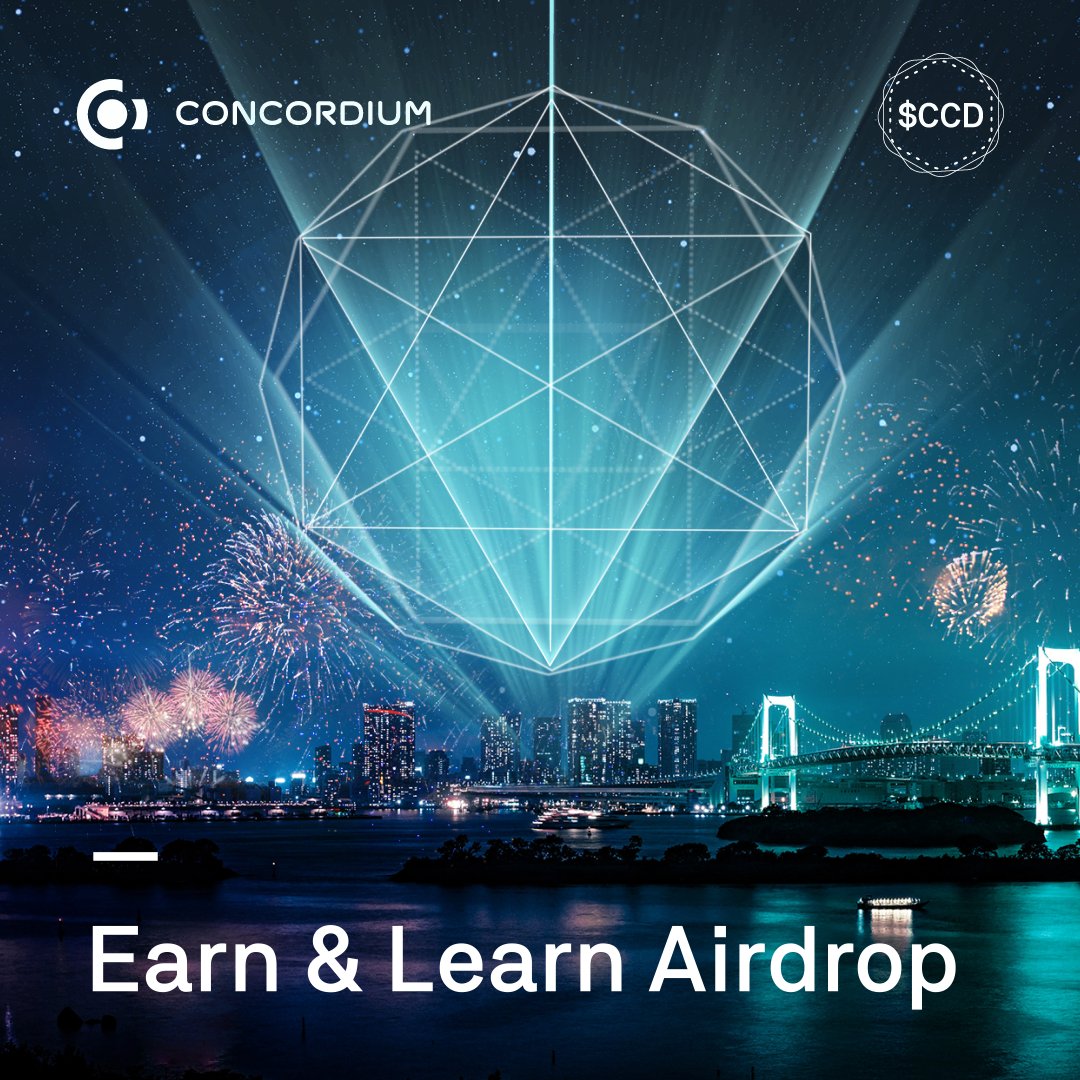 Concordium's tweet photo. 📣 Announcing the #Concordium $100K Earn &amp; Learn Airdrop!

Closing off 2021 in style. Learn about Concordium in our Discord and be rewarded!

🏆 $100K in $CCD up for grabs.
📆 Dec 24th, 2:00 PM CET until Dec 31st 11:59 PM CET.

Participate now: https://t.co/KSGQp9cfOu https://t.co/c5MS2txfzp
