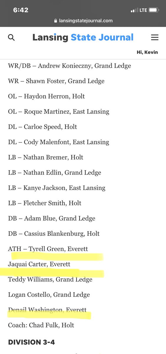 Lansing State journal All-Area Team
3 Vikings