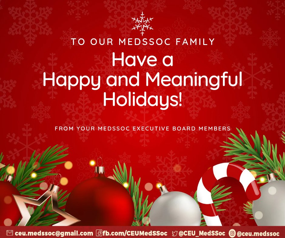 CEU_MedSSoc's tweet photo. Happy Holidays, MedSSoc Fam!

Wishing you a truly wonderful holiday season filled with peace and love ✨♥️

Enjoy to the fullest, Future doctors! https://t.co/7fS6123Cfp