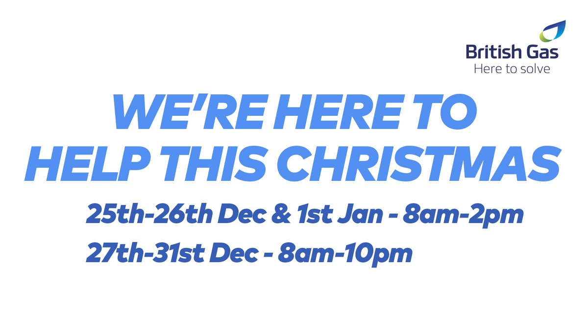 Whatever happens this festive season, our social media customer service team are still here if you need them🎄 8am - 2pm on Christmas Day, Boxing Day and New Year’s Day 8am – 10pm (our normal hours) on all the Bank Holidays