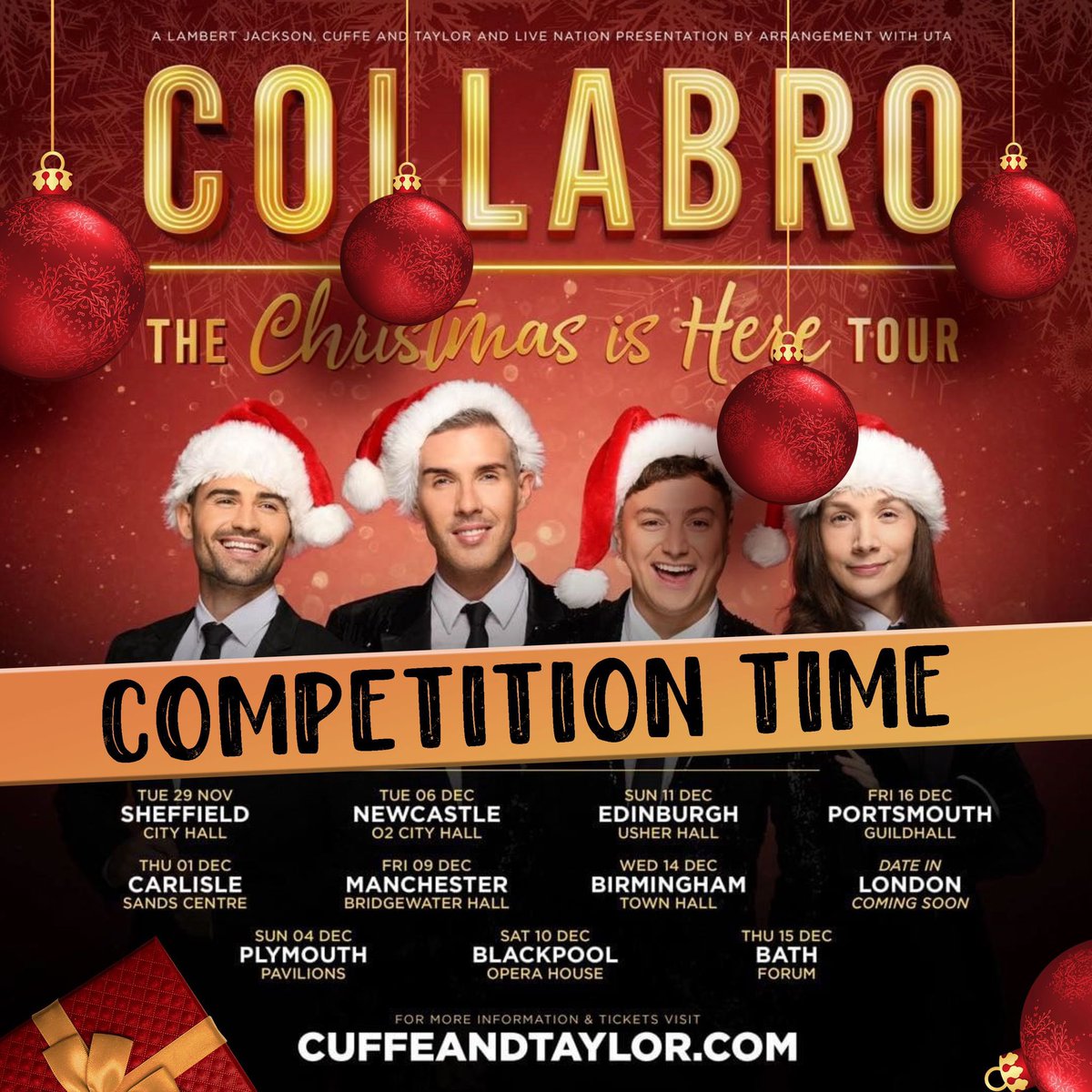 Time for a Christmas Eve giveaway 🎄

Want to win a pair of tickets to the ‘Christmas Is Here’ tour? 🙌

All you have to do is ⬇️
⭐️ Retweet this post
⭐️ Follow both us &amp; @collabro 
⭐️ Comment the venue you’d like to attend! 

Competition closes Tuesday 28th at 12pm. Good luck 🤞
