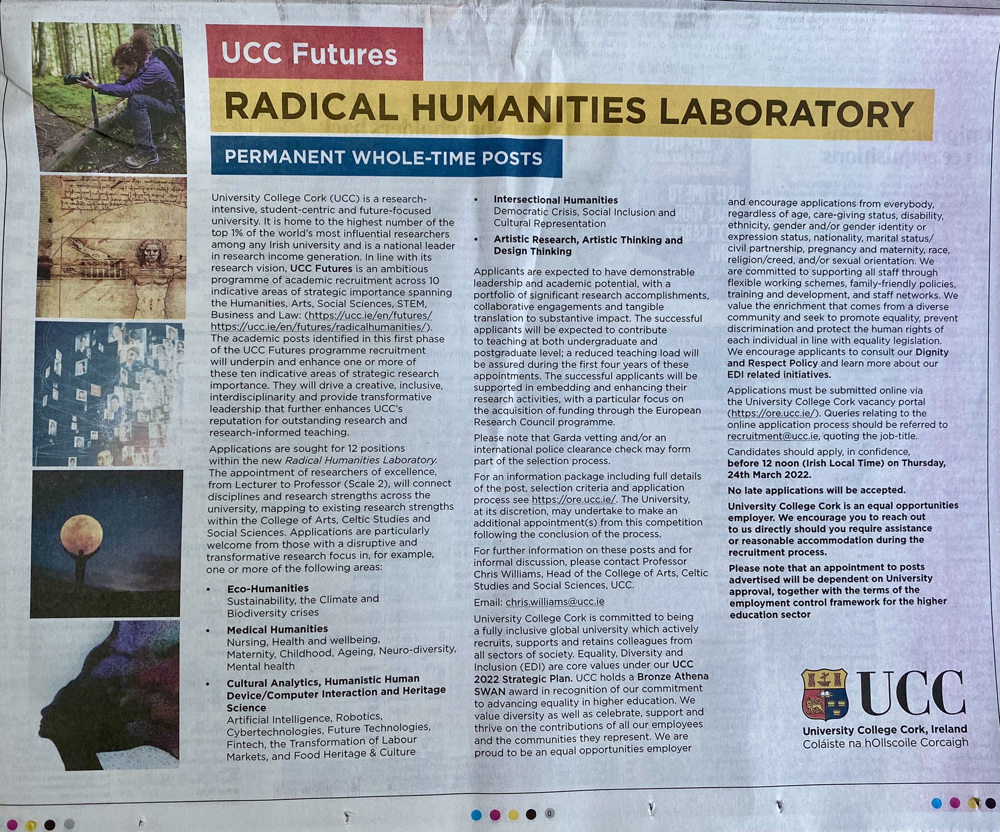 John F. Cryan on X: &ldquo;We @ucc are cluster hiring 12 academic posts 
