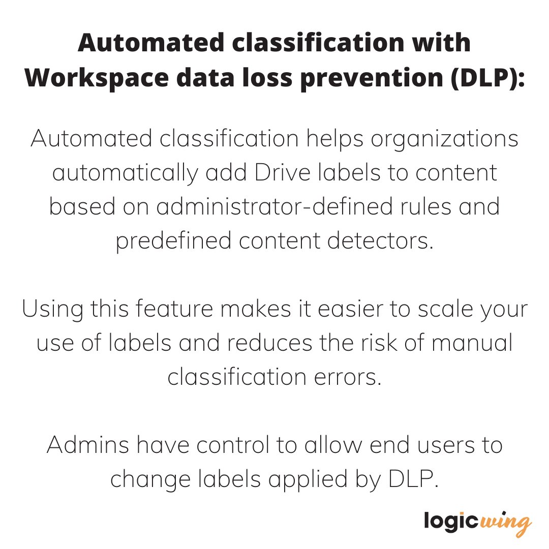 logicwing's tweet photo. Enhanced content classification, governance, and DLP with Google Drive labels #LogicWingTips #LogicWingUpdates #GoogleWorkspace #GoogleWorkspaceUpdates #GoogleDrive #LiveWorkLearn #Classroom https://t.co/I1cC3Y2C0F