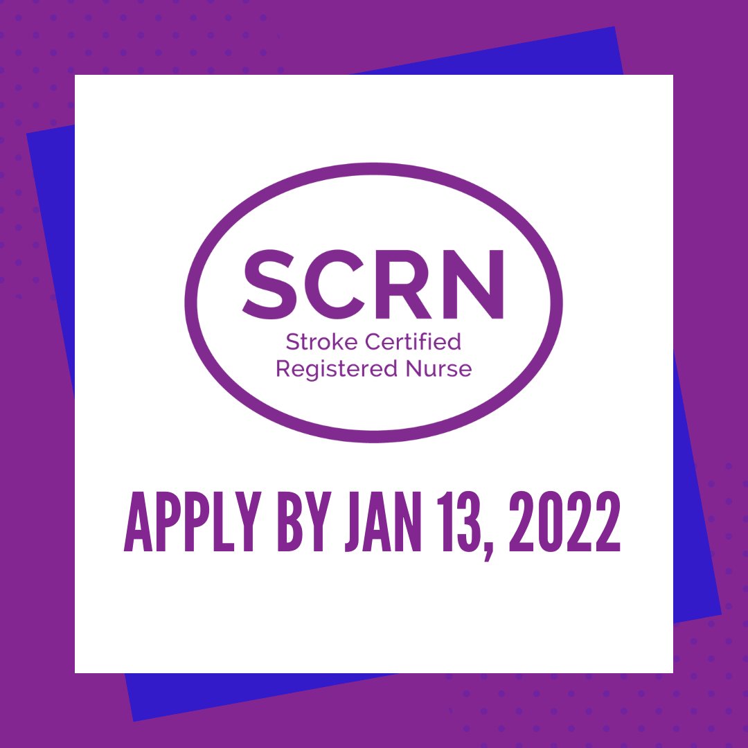 NeuroNursesAANN's tweet image. The deadline to apply for the February 1-28, 2022 SCRN exam window is Thursday, January 13th.

Apply for the exam today to achieve your goal of earning certification at ow.ly/RZbg50H8ujf

#SCRN #certifiednurse #strokenurse #ABNN