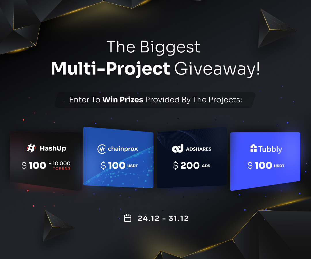 The biggest #GIVEAWAY in partnership with <a href="/HashUp_it/">HashUp</a> ,<a href="/adsharesNet/">Adshares</a>  and <a href="/Tubbly_/">Tubbly</a>. Thank you all for being with us this year! Merry Christmas!
Link to participate: sweepwidget.com/view/45248-n3o…