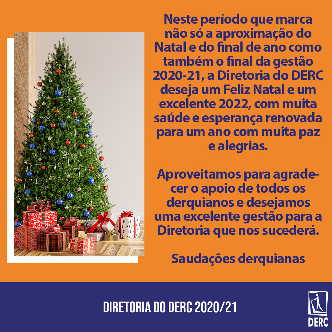 DercSbc's tweet image. A Diretoria do DERC deseja um Feliz Natal e um excelente 2022, com muita saúde e esperança renovada para um ano com muita paz e alegrias.

#Derc #SbcDerc