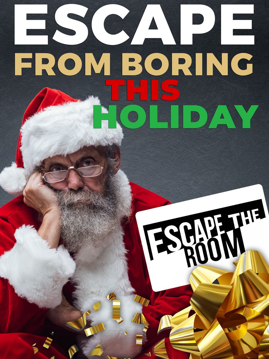 Lacking some #ChristmasCheer this holiday season? We got you covered. 

Book your #EscapeTheRoom on this holiday break for you and everyone to enjoy! Even Ole' Saint Nick is waiting for his invite! 🎅 

Book today at escapetheroom.com!