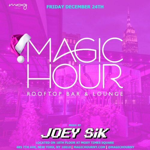 JoeySiKNYC's tweet photo. On the set at 10:30pm tonight join me for a booze before you put the gifts under the tree #joeysik x #magichourrooftop https://t.co/xN0s7AarpE