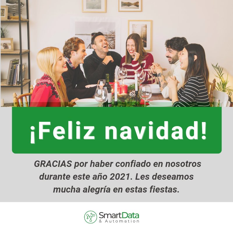 Desde #SmartDataAutomation les deseamos una #FelizNavidad2021  🎄🎅🎉 

Esperamos que estas fechas estén llenas de amor, alegría y prosperidad ✨