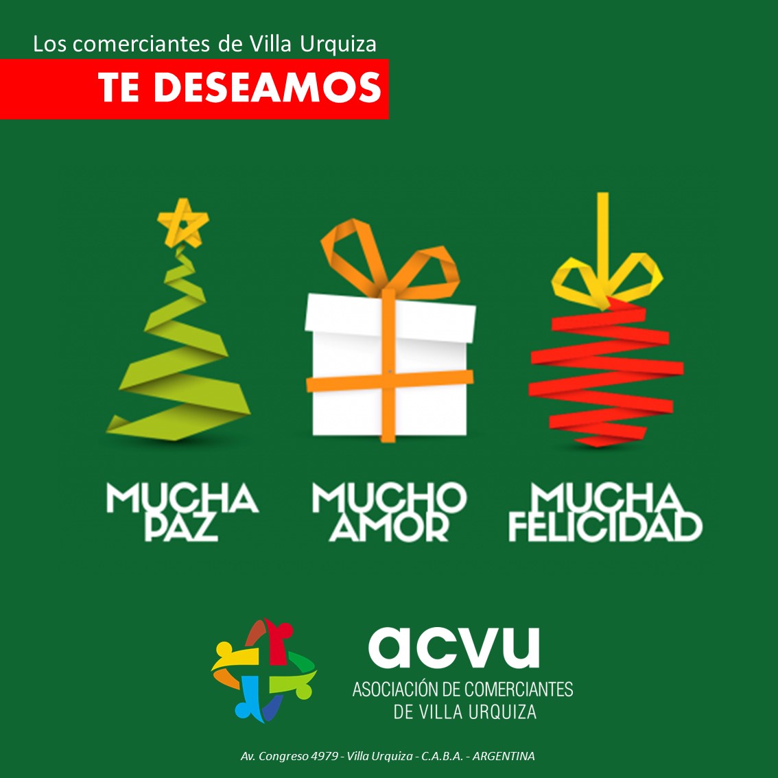 ComercioU's tweet photo. A todos nuestros clientes, vecinos y vecinas les deseamos muy felices fiestas. Muchas gracias por compar en Villa Urquiza

#Navidad2021 #villaurquiza https://t.co/PqjDczJ1HG