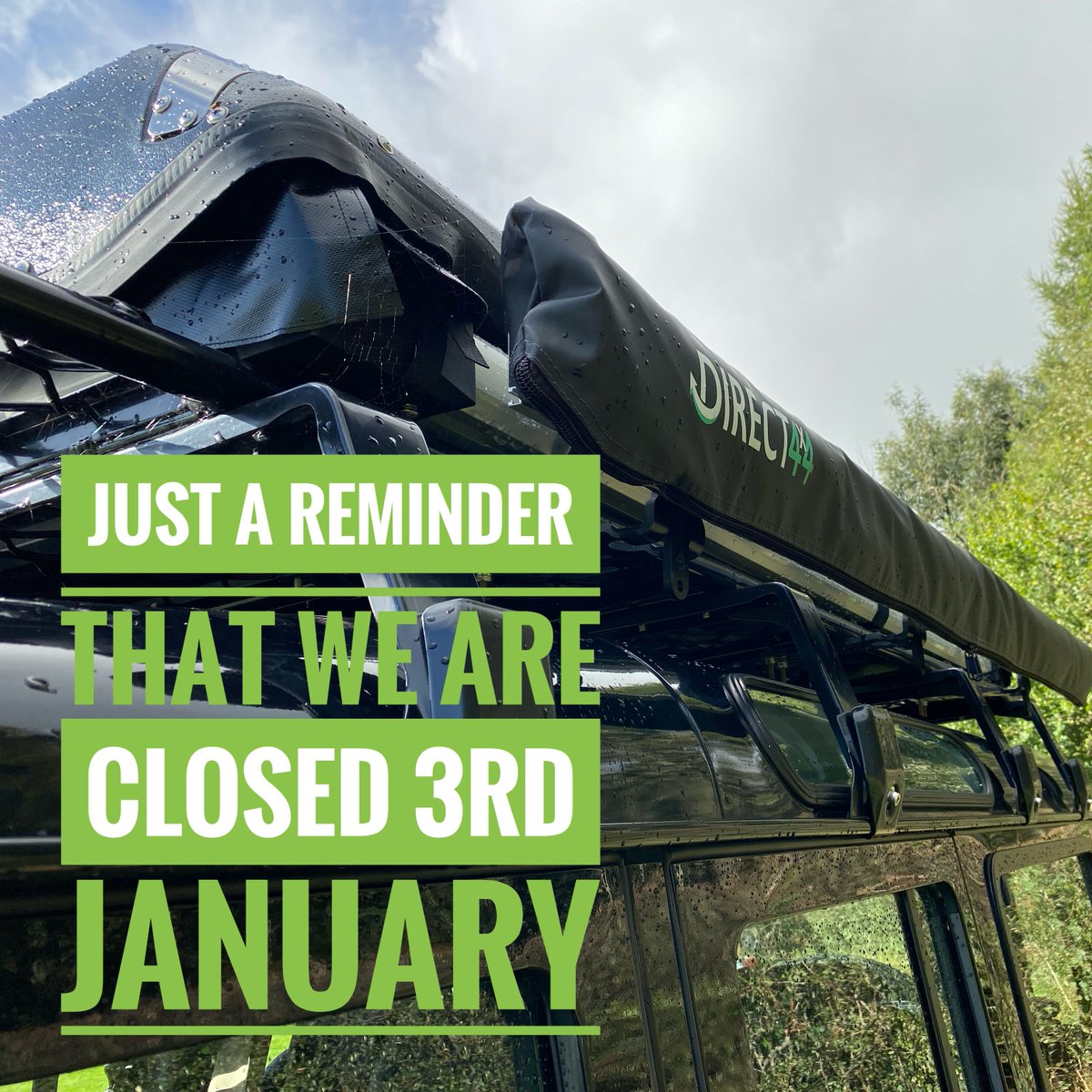 Direct4x4's tweet image. We will be closed Monday 3rd January.
#Direct4x4