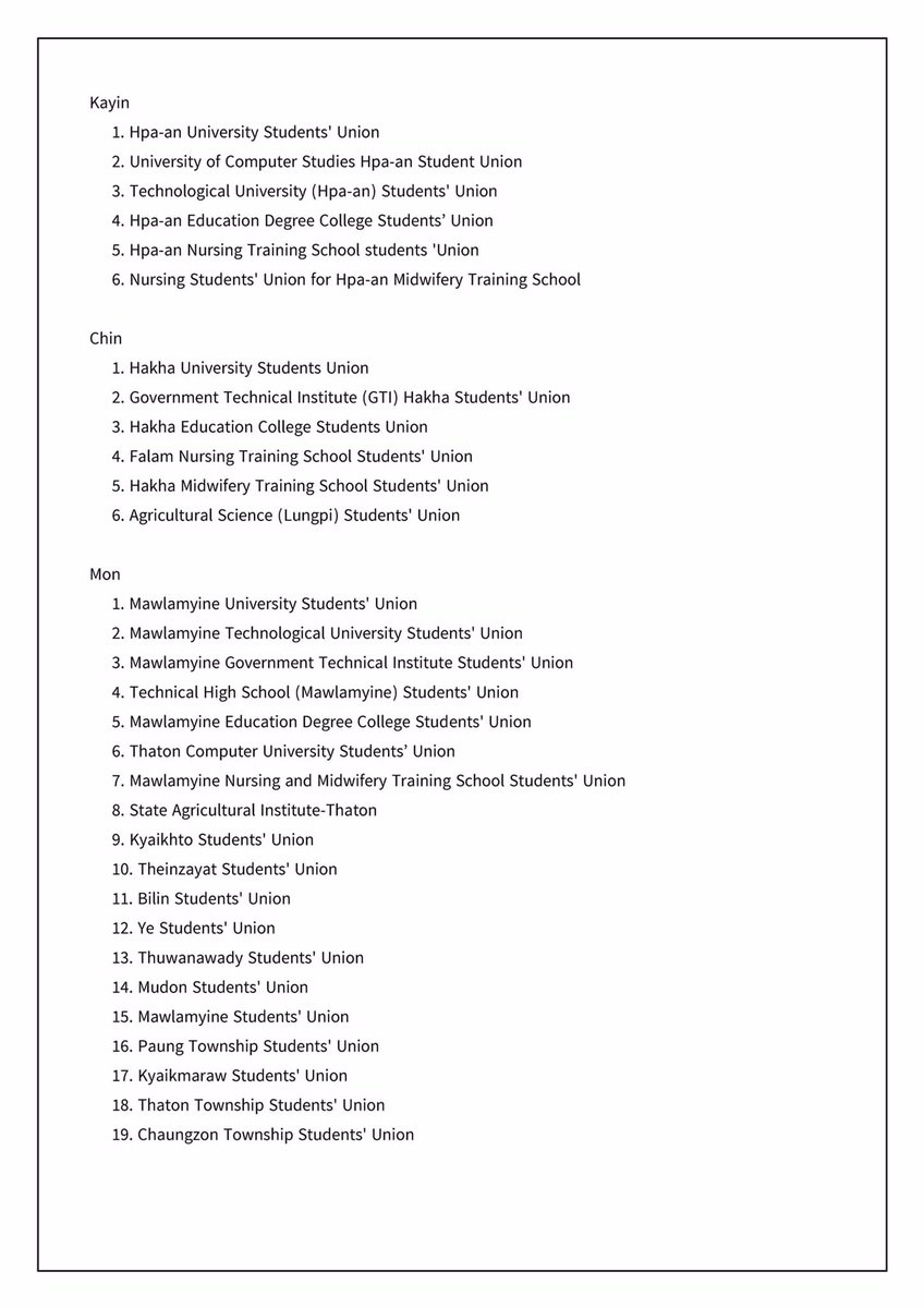 NUGMyanmar's tweet image. Request @UN to Designate “No-Fly Zone” nationwide in Myanmar by Students&apos; Unions (1/2)
#NoFlyZoneInMyanmar 
#WhatsHappeningInMyanmar