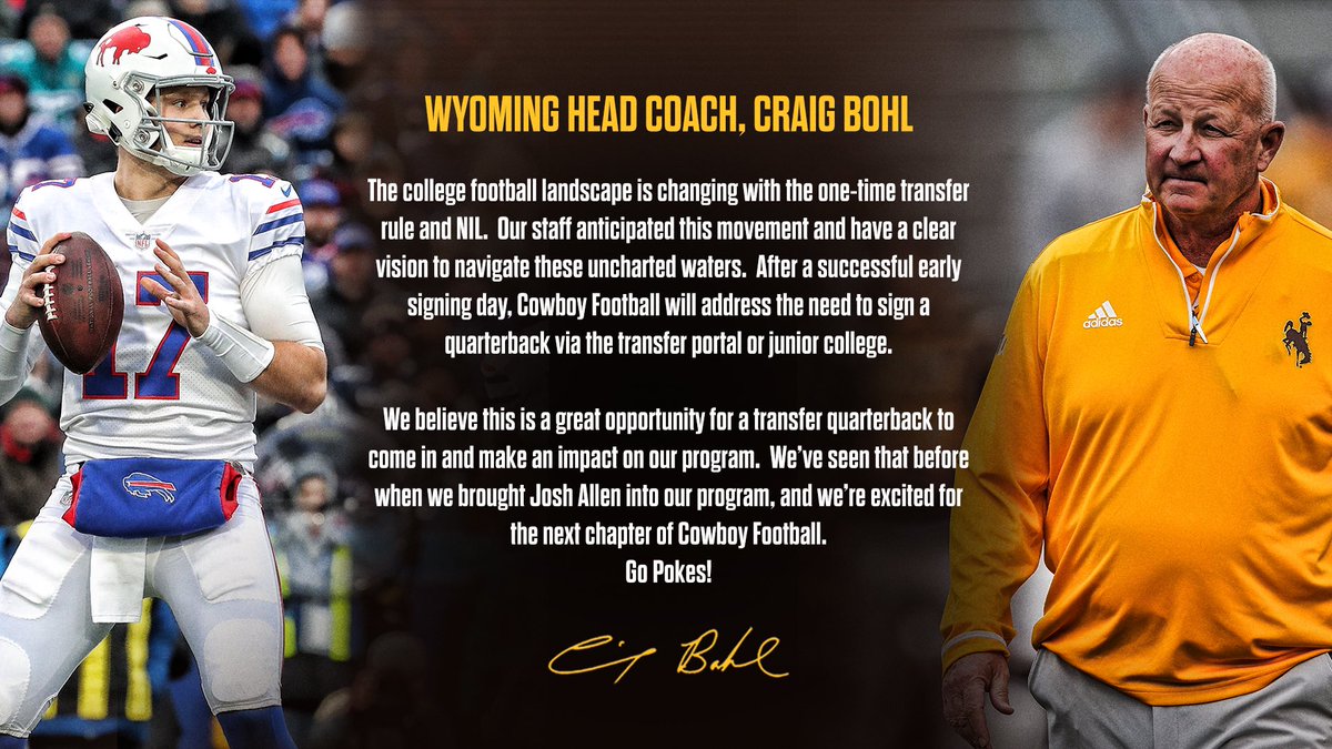 A statement from Cowboy Football Head Coach <a href="/CoachCBohl/">Coach Craig Bohl</a>