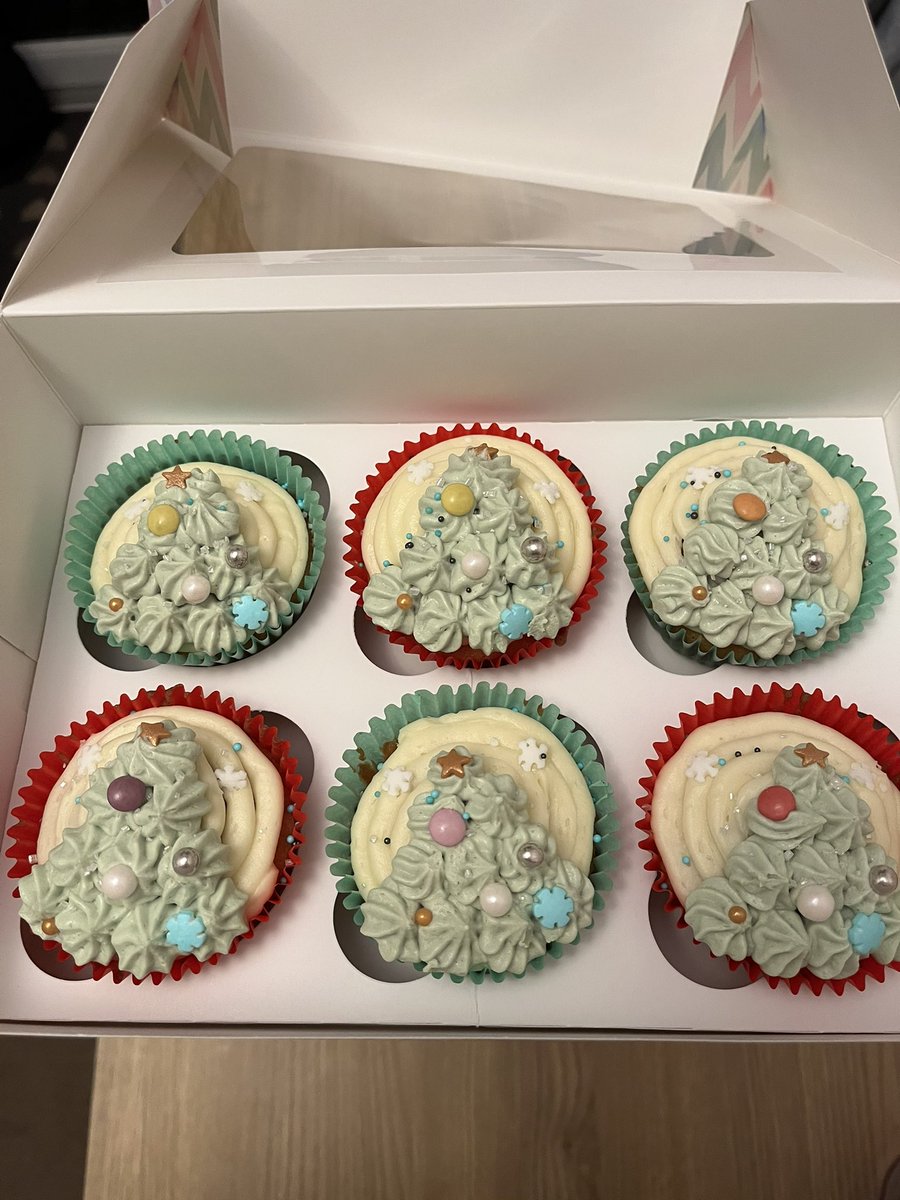 Christmas chocolate chip cupcakes for <a href="/PhysioNbt/">North Bristol NHS Trust Physiotherapy</a> level 4 gym 😁 Merry Christmas all 🎅🏼🎄 #Physiotherapy #Christmas #Cupcakes #FestiveBaking