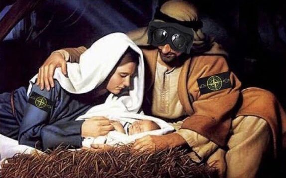 (A) in a manger