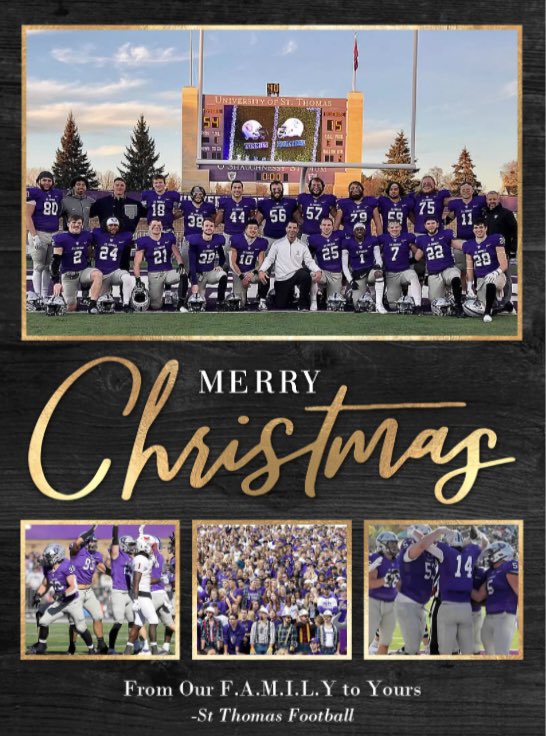 Merry Christmas from UST FB 🎄💜🙏 
Season’s Blessings to All #Christmas #ChristmasEve #Grateful #Pa22ion <a href="/Coach_Caruso/">Coach Glenn Caruso</a> #Tommie4Life <a href="/UofStThomasMN/">University of St. Thomas</a> 🟣⚪️⚫️🟢🔴
