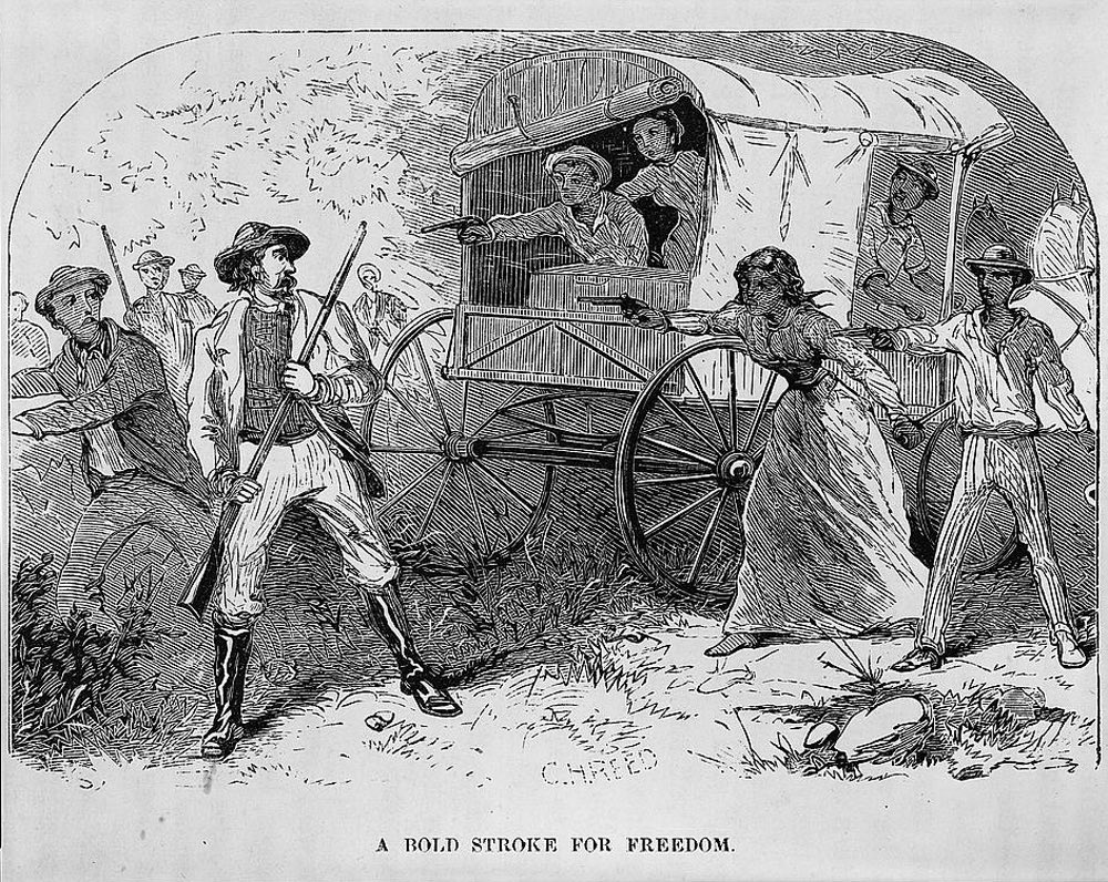 On Christmas Eve 1855 enslaved teenagers from Loudon County, Virginia fended off slave patrollers as they made their escape to Philadelphia. This image, “A Bold Stroke for Freedom,” is housed in the Library of Congress.
