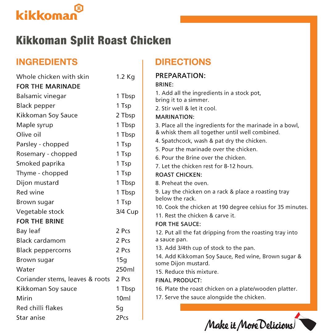 KikkomanIndia's tweet photo. What makes Christmas special? A hearty meal that you can enjoy with your friends and family! So cook up a dish that leaves its mark - try this Kikkoman Split Roast Chicken curated by Chef Vicky Ratnani and receive compliments all day long!
#CookingWithKikkoman
#Didyouknow https://t.co/3mURGRFqPN