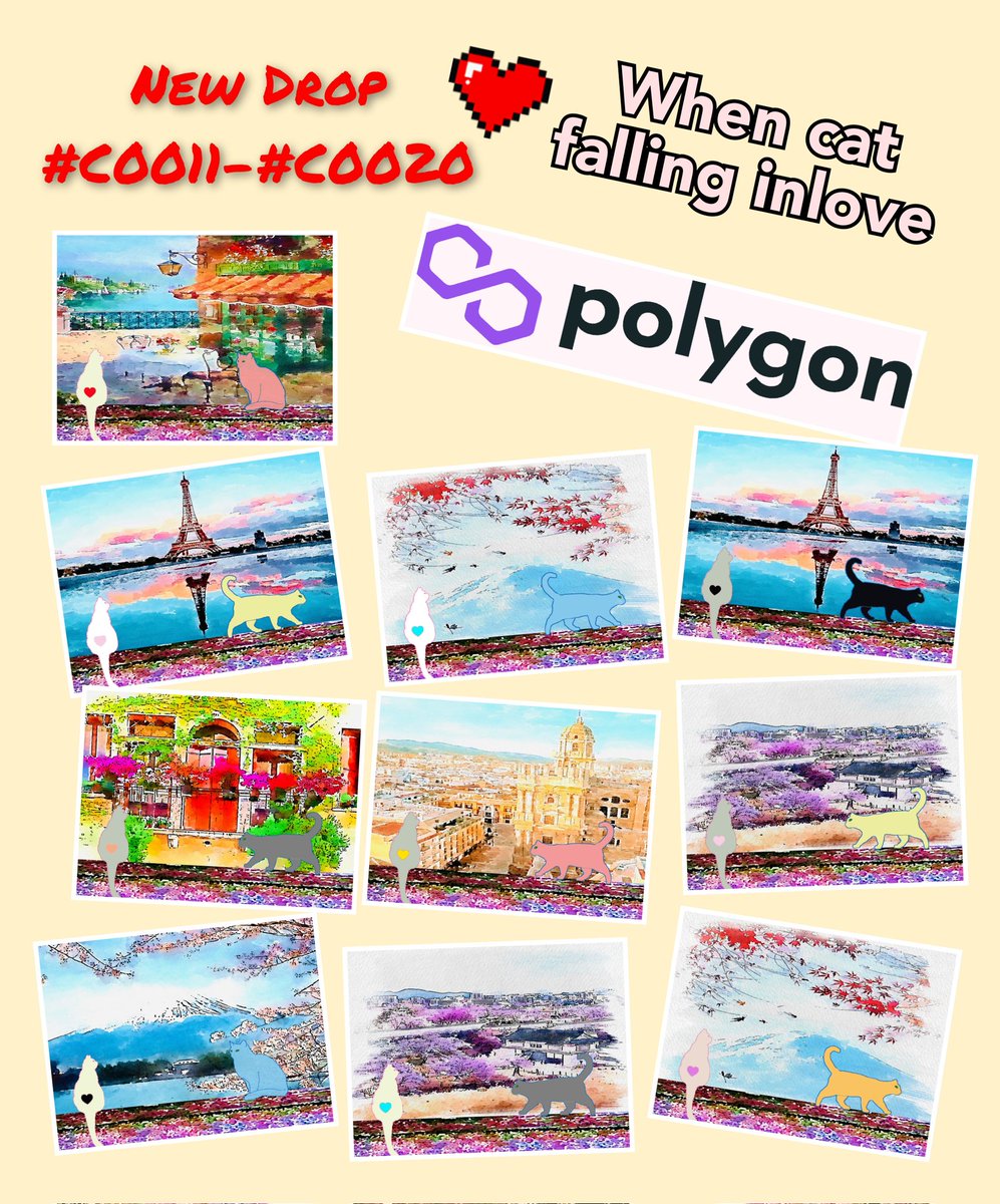 gooartsgallery's tweet photo. #C0001 - #C0351 on #Polygon 0.0025eth
🐱When cat falling in love❤❤❤❤ #NFTTHAILAND #NFTcollection
👉👉Support me if you can.❤❤
https://t.co/wzJifGuAXU
https://t.co/vsnqt2qWhi https://t.co/v0j4oXWZq3 https://t.co/U3Gf1iWcaO https://t.co/bZ9M1Orl0Y https://t.co/NjWL4Q4drq