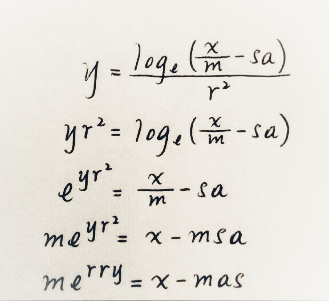 Max Planck Society (@maxplanckpress) on Twitter photo Finally!🤗Confession: we’ve been looking forward to this tweet all year! 😉It's one of our favourite holiday posts: the #Xmas #equation - a perfect combination of #math, merriment & seasonal cheer! 😃❄️🎅🎉🎄 Finally!🤗Confession: we’ve been looking forward to this tweet all year! 😉It's one of our favourite holiday posts: the #Xmas #equation - a perfect combination of #math, merriment & seasonal cheer! 😃❄️🎅🎉🎄
