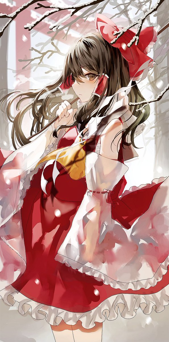 hakurei reimu 1girl solo bow red bow detached sleeves hair tubes hair bow  illustration images