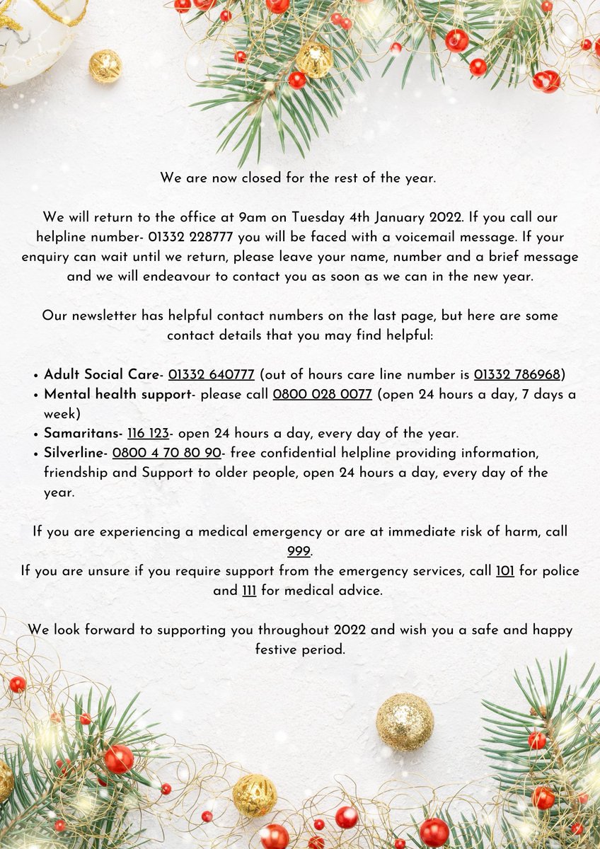 Are Doctors Office Open Day After Christmas 2022 Universal Services For Carers In Derby (@Carers_Derby) / Twitter