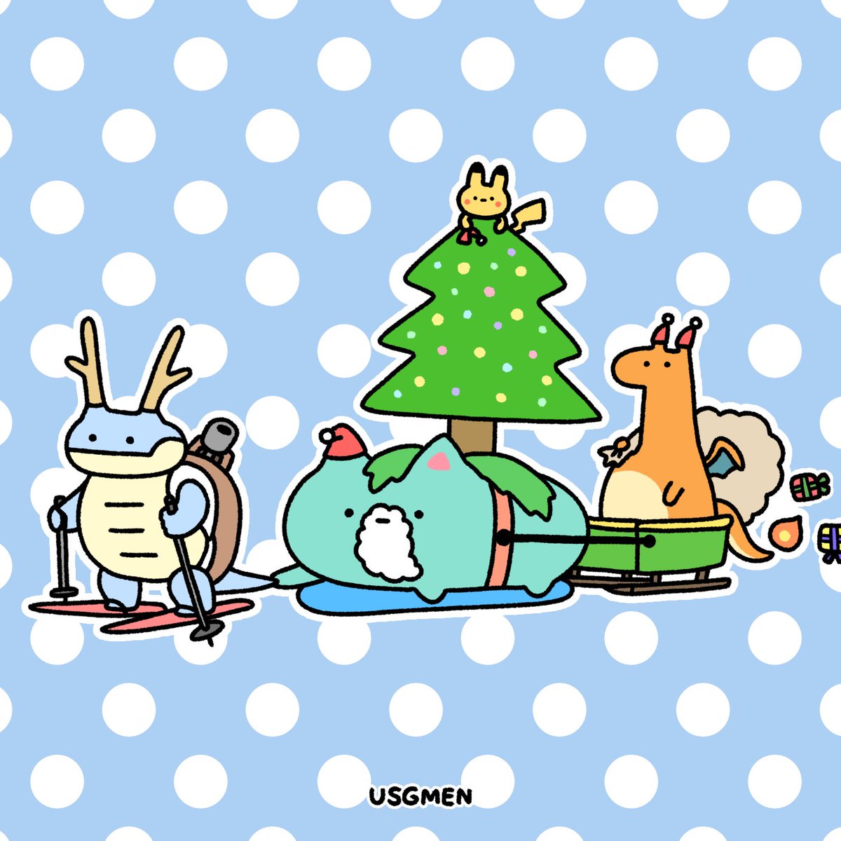 ピカチュウ 「🎄クリスマスイブ🎄 」|USGMEN（うさぎメン）のイラスト