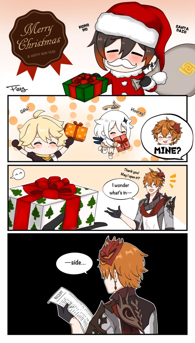 Merry Christmas 🎄

#genshinimpact #原神 #Zhongli #Tartaglia #Childe #Aether #Paimon #Tartali (?) 