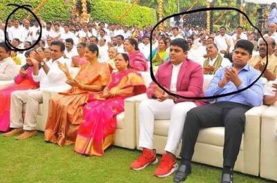 KDRposts's tweet photo. ఎమ్మెల్యేలను / ఎంపీలను నిలబెట్టి, వీల్లకు మాత్రం ముందు వరసలో కుర్చీలేసి కూసవెట్టింది మీరు. https://t.co/IdkcLDFfJL