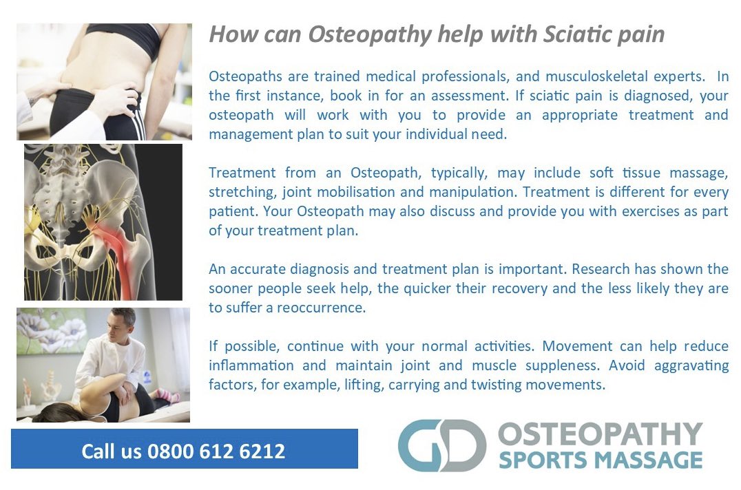 gdOsteopathy's tweet photo. Hereโs how Osteopathy can help with Sciatic Pain
#Enfield #osteopathy #Sciatica #sciaticpain #sciaticapaintelief #musculoskeletal #musculoskeletalexperts #backspasms #backache https://t.co/AxyNnEwF50