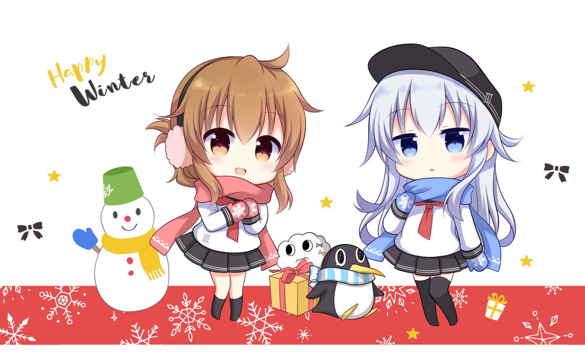 艦これ「ひびでん⛄+失敗ペンギンたち🐧 #艦これ #響 #電 」|カシワ🐣のイラスト