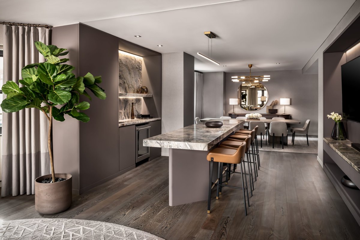 We are delighted to unveil our new Presidential Bellair Suite. Designed by award-winning firm Yabu Pushelberg, the spacious suite features an open concept living room, an exquisite dining area, and a private wet bar, offering guests a lavish #homeawayfromhome. #HazeltonHotel