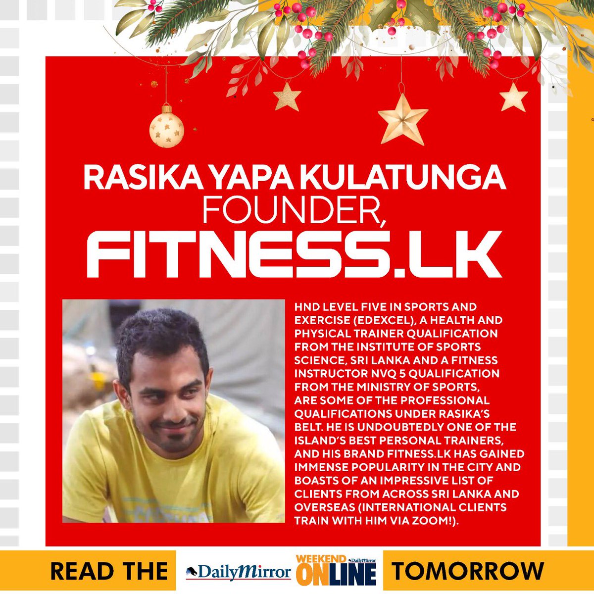 Dailymirror_SL's tweet photo. The Founder by Amantha Perera.

Featuring: Rasika Yapa Kulatunga, The founder of https://t.co/RukUjNHEn8

Read The Weekend Online tomorrow on the Daily Mirror Newspaper for more. https://t.co/jLHkeGr5OU
