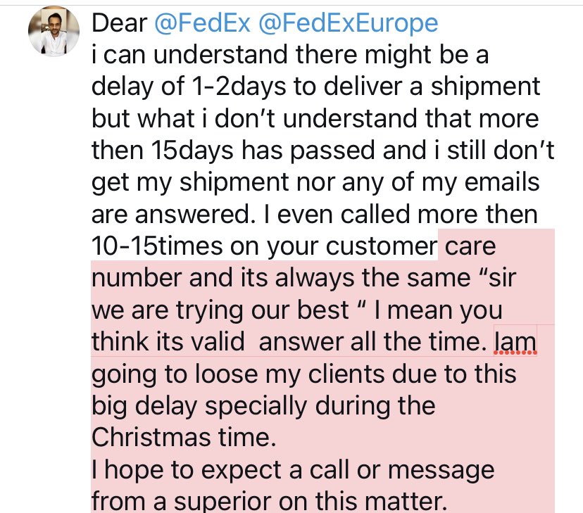 Dear <a href="/FedEx/">FedEx</a> <a href="/FedExEurope/">FedEx Europe</a> 
Iam extremely disappointed by your services.Due to your error ill be loosing my clients. This i posted after recurring issues with your services. <a href="/FedExHelpEU/">FedEx Help EU</a>