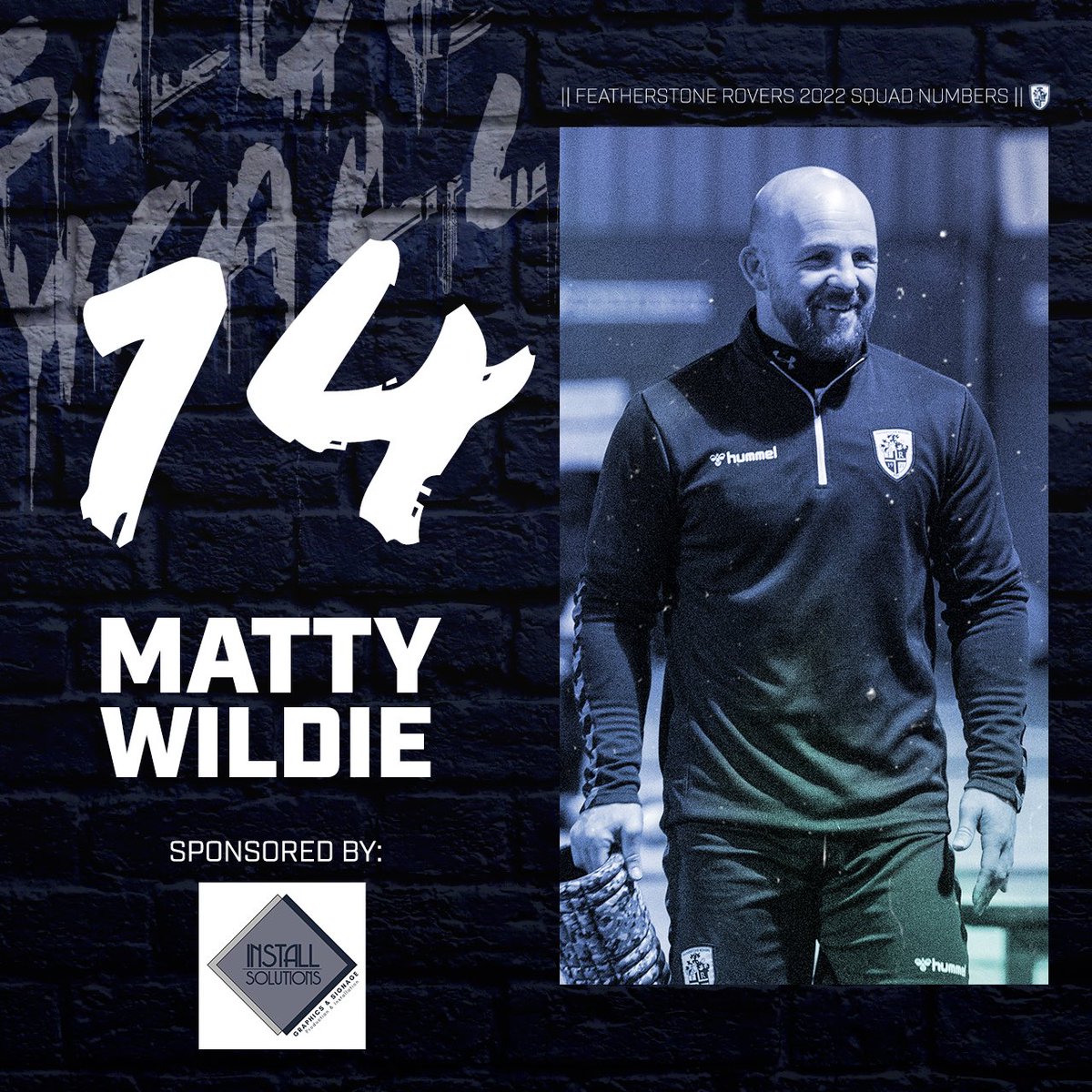 FevRoversRLFC's tweet photo. 1️⃣4️⃣ | 𝗠𝗔𝗧𝗧𝗬 𝗪𝗜𝗟𝗗𝗜𝗘

He’s back in the butcher’s stripe for 2022 and will be proudly sponsored by @SolutionInstall. 

#UTR | #BlueWall https://t.co/4VcbB4Jg6t