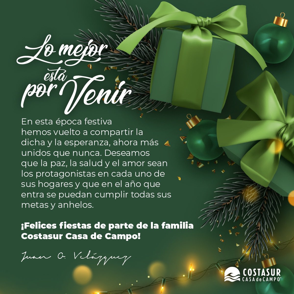 ¡Celebremos juntos esta época llena de amor y felicidad! Nuestros mejores deseos para toda la familia Costasur Casa de Campo 💚