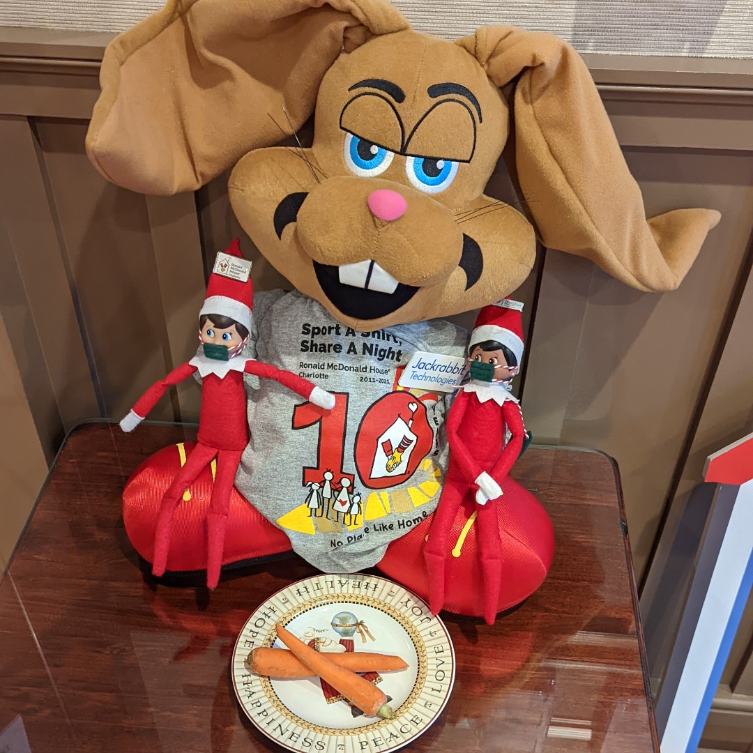 rmhclt's tweet image. What do reindeer and (Jack)rabbits have in common? They both love carrots!  #Zippy our House bunny got in the action last night with Cookie &amp;amp; Nugget and prepared carrots for the reindeer arrival tonight. Thank you Zippy! #JackrabbitTech #KeepingFamiliesClose @JackrabbitTech