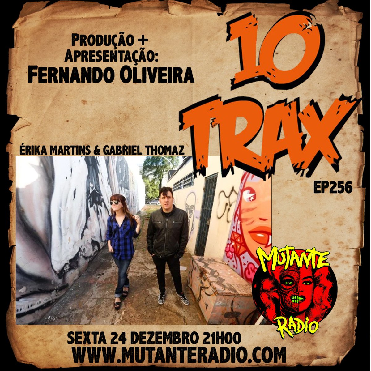 Olá povão hoje a partir das 21 horas tô no ar na <a href="/mutante_radio/">Mutante Radio</a> com a edição 256 do 10 TRAX especial Érika Martins  e Gabriel Thomaz, para ouvirem acessem mutanteradio.com ou no celular no App da Mutante em Android e IOS , a playlist de hoje é a seguinte 👇 :