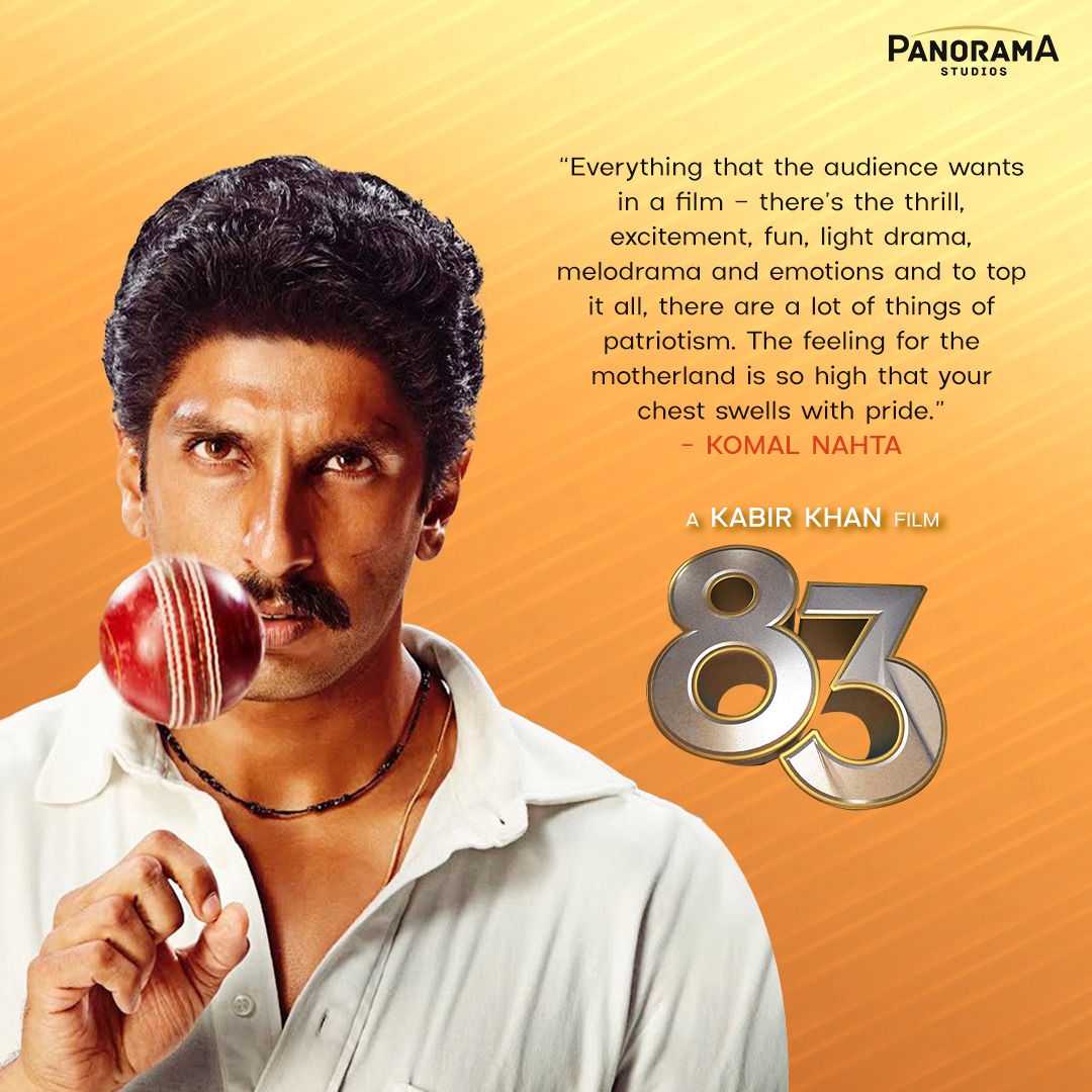PanoramaMovies's tweet photo. Catch the next show at your nearest cinema and relive the glory of 83!

@KumarMangat @Abhishekpathak

#PanoramaStudios #PanoramaDistribution #83TheMovie #ReliveTheGlory #IndiaJeetega https://t.co/mgUkvlFWJZ